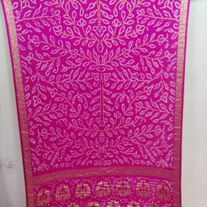 PINK AMBADAL GAJJI BANDHANDI SAREE WITH ZARI BORDER PALLU