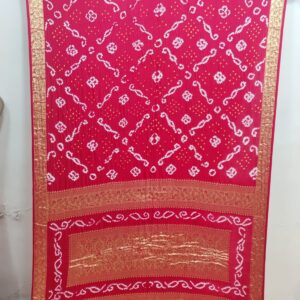 RED GAJJI BANDHANI SAREE WITH ZARI BORDER