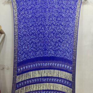 ROYAL BLUE SHIKARI RAI BANDHEJ GAJJI SILK SAREE