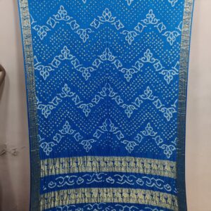 SKY BLUE GAJJI SILK BANDHANI SAREE WITH ZARI BORDER PALLU