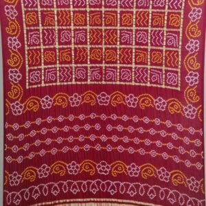 RED MAROON GHARCHOLA BANDHANI SAREE