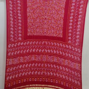 RED SHIKARI RAI BANDHANI GAJJI SAREE