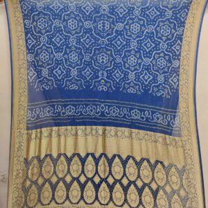 NEVY BLUE KHADI GEORGETTE BAHNDHANI SAREE