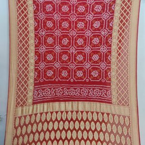 RED KHADDI GEORGETTE BANDHANI SAREE