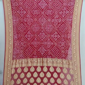 MAROON RED GEORGETTE BANDHANI SAREE