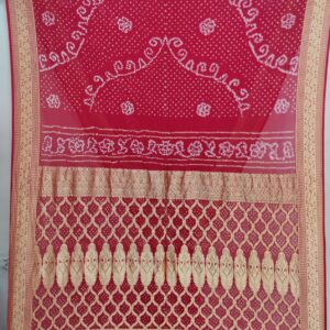 RED KHADDI GEORGETTE BANDHANI SAREE