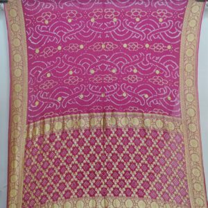 GAJRI PINK KHADDI GEORGETTE BANDHANI SAREE