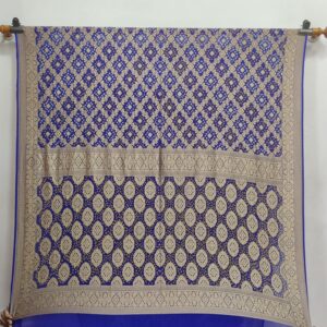 NIMZARI JANGLA ROYAL BLUE GEORGETTE BANDHANI SAREE