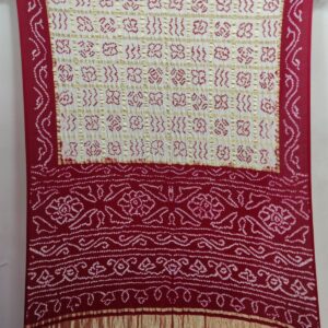 WHITE RED GAJJI GHARCHOLA SAREE